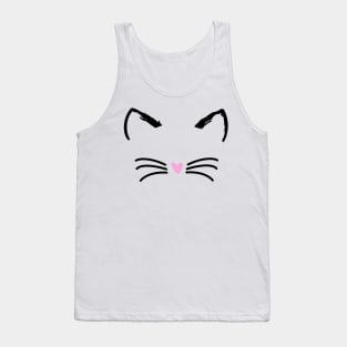 Cat face, Wiskers, Pink nose, Cute Cat Tank Top